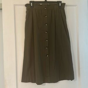 Madewell Olive green button front skirt